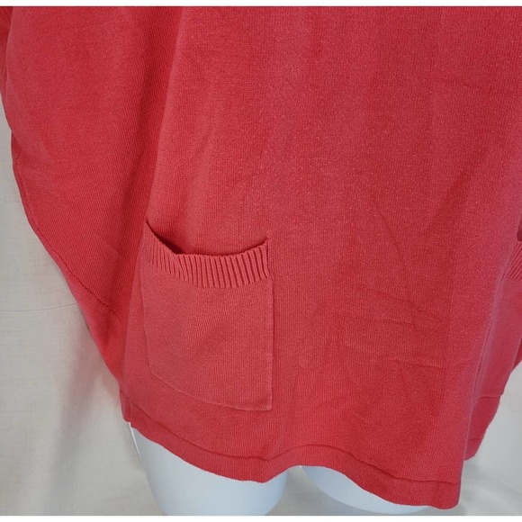 Odemai Womens 1X Cold Shoulder Short Sleeve Two Front Pockets Salmon Sweater - Picture 10 of 11